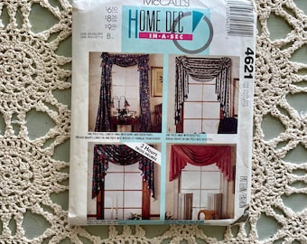 McCall's Pattern #4621 (1989) Home Dec In-A-Sec - Window Treatments UNCUT