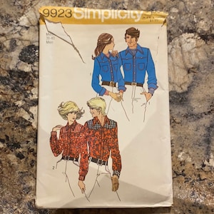 Simplicity Pattern 9923 (1972) Unisex Western Shirt