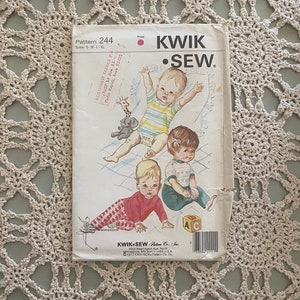 Kwik Sew Pattern #244 (1972) Infants: Slacks, Rompers, &quot;T&quot; Shirts UNCUT