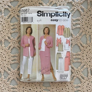 Schnittmuster 5687 (2003) Misses/Damen Hose in zwei Längen, Rock, Tunika oder Top und Jacke UNCUT