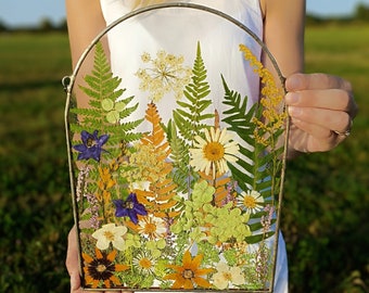 Stained Glass Pressed Flower Art: Real Wildflower Frame