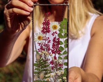 Pressed Wildflower Art: Stained Glass Frame, Botanical Decor