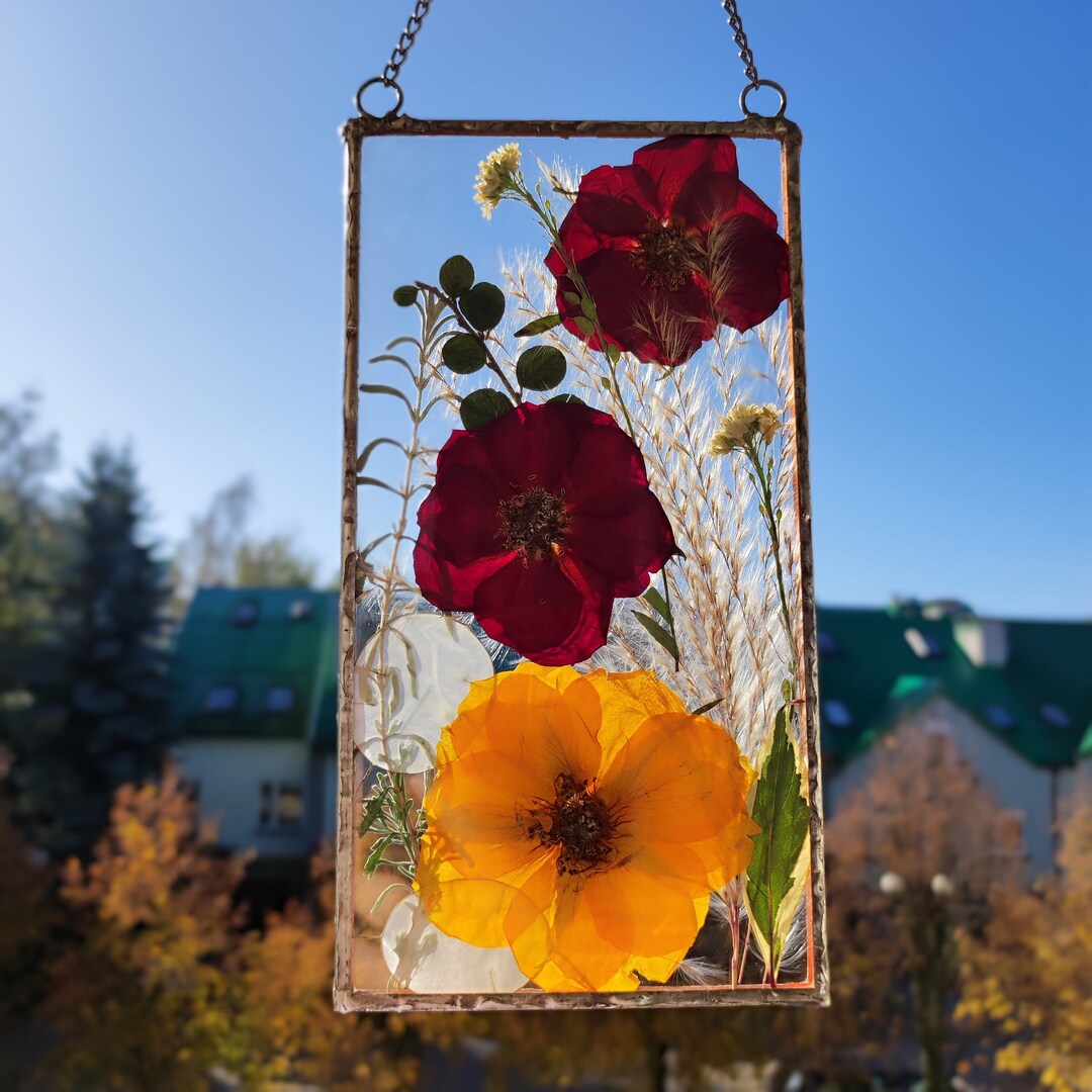 Pressed Flower Art, Pressed Flower Frame, Botanical Dried Pressed