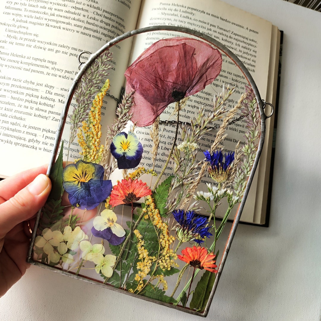 Stained Glass Frame, Pressed Flower Frame, Pressed Plant Frame, Flower