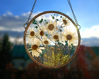 Botanical dried pressed flower frame hanging wall art, pressed flower art, pressed flower frame