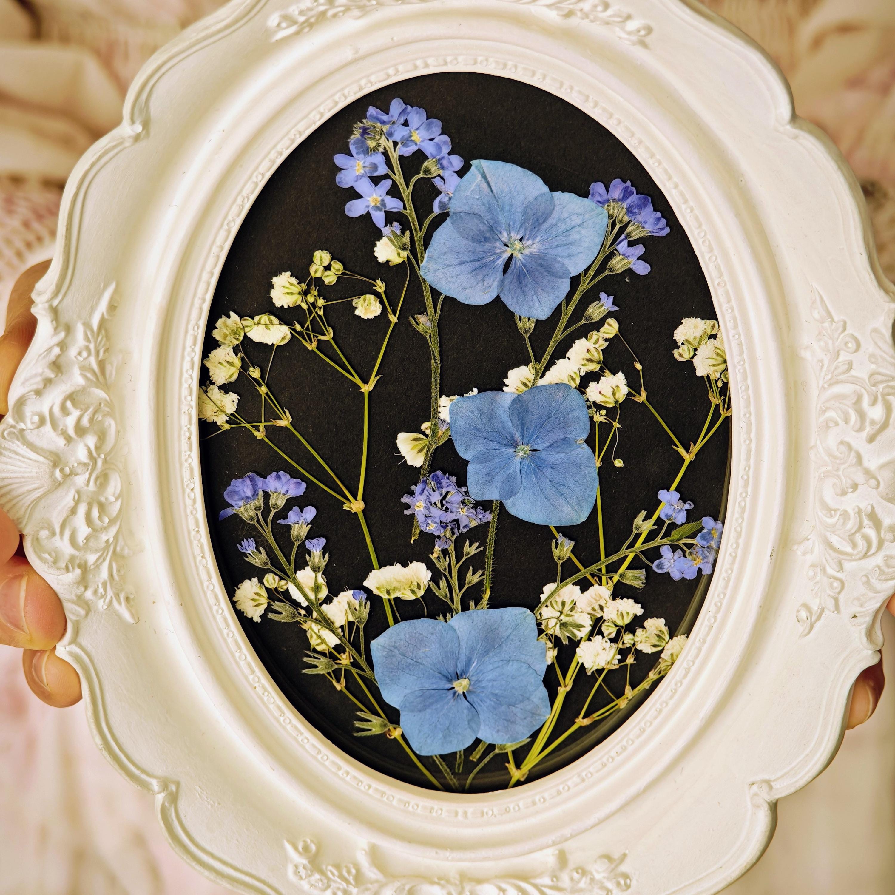 Pressed Flower Art in Gold Frame – Handmade Botanical Decor in Vintage ...