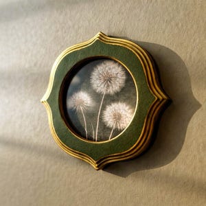 Dark green vintage frame with float glass  - original irregular photo frames