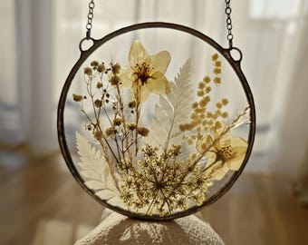 Handmade Pressed Flower Frame: Real Wildflower Cottagecore Wall Art