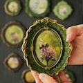 Tiny Bumblebee Artwork in Vintage Style Frame | Miniature Nature Wall Decor | Green Ornate Frame product logo