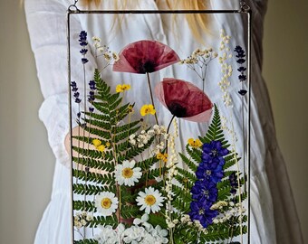 Large Pressed Flower Frame: Real Dried Botanical Wall Art