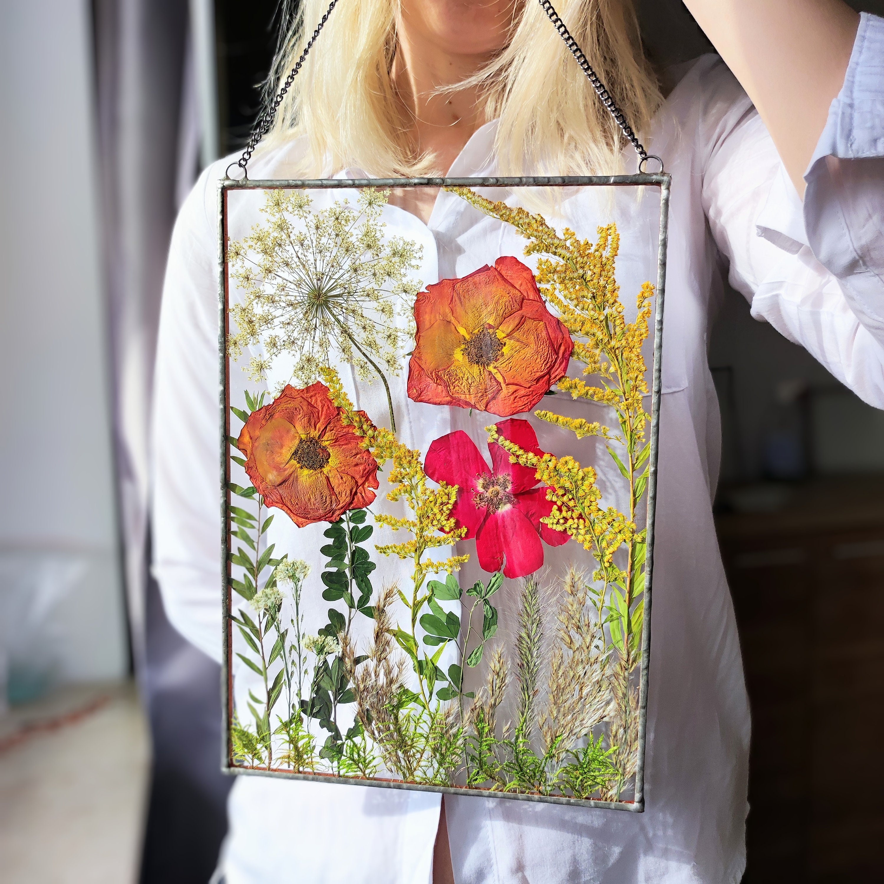 Pressed Flower Frame, Pressed Flower Art, Large Pressed Flower, 1 St  Anniversary, Dried Flower Bouquet, Home Decor, Gift Ideas 