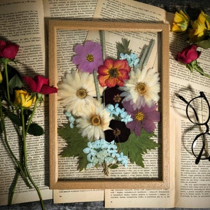 Pressed Flower Frame: Real Dried Botanical Art, Cottagecore Wall Decor