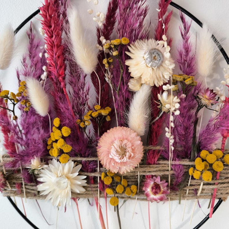 Dried Flowers Wreath, Boho Wall Art Hoop, Christmas Wreath, Flowers