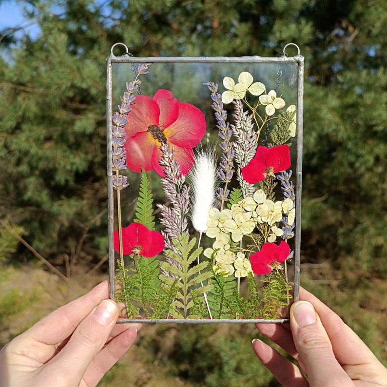 Stained Glass Frame Pressed Flower Frame Pressed Plant Etsy