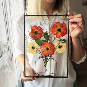 Pressed Flower Frame Custom Pressed Flower Art Dried Flower Art