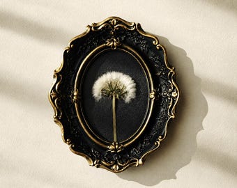 Diente de león natural enmarcado, decoración botánica para pared, arte con flores preservadas, regalo para amantes de la naturaleza.