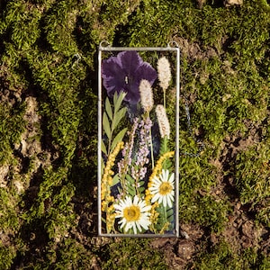 Stained glass frame, suncatcher, botanical dried pressed flower frame, pressed flower art, pressed flower frame, original and unique gift