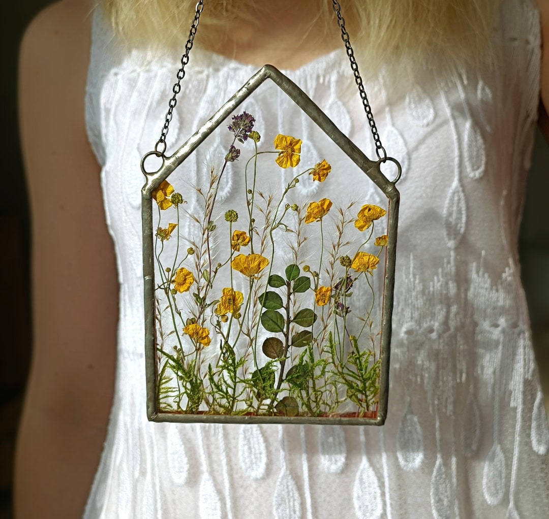 Stained Glass Frame Pressed Flower Frame Pressed Plant Etsy