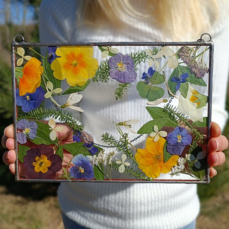 Stained Glass Frame Pressed Flower Frame Pressed Plant Etsy