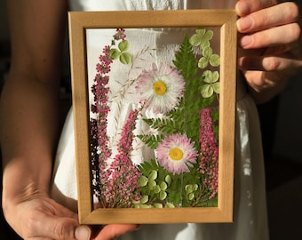 Pressed Flower Art: Real Wildflower Wooden Frame