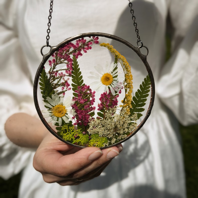 Buy Pressed Flower Suncatcher, Original Artwork Real Pressed Wildflower