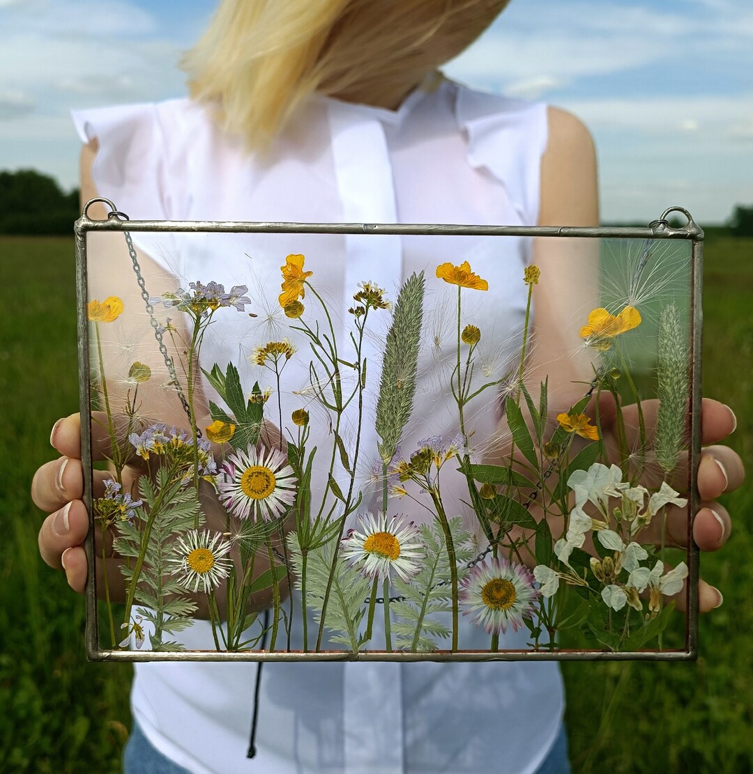 Stained Glass Frame, Pressed Flower Frame, Pressed Plant Frame, Flower