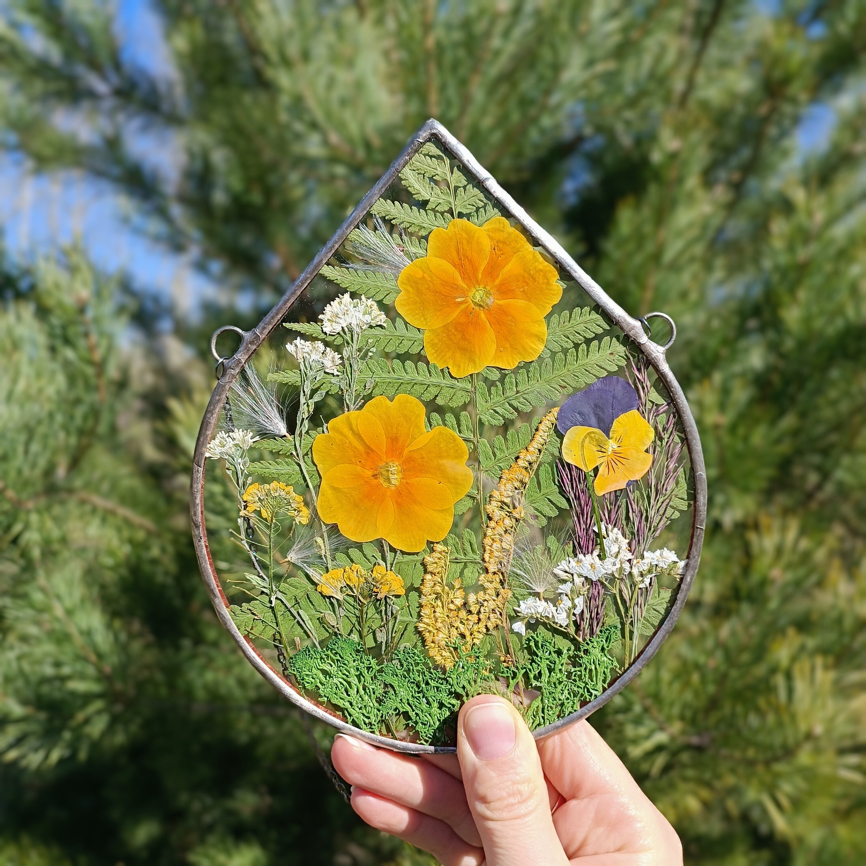 Stained Glass Frame Pressed Flower Frame Pressed Plant Etsy
