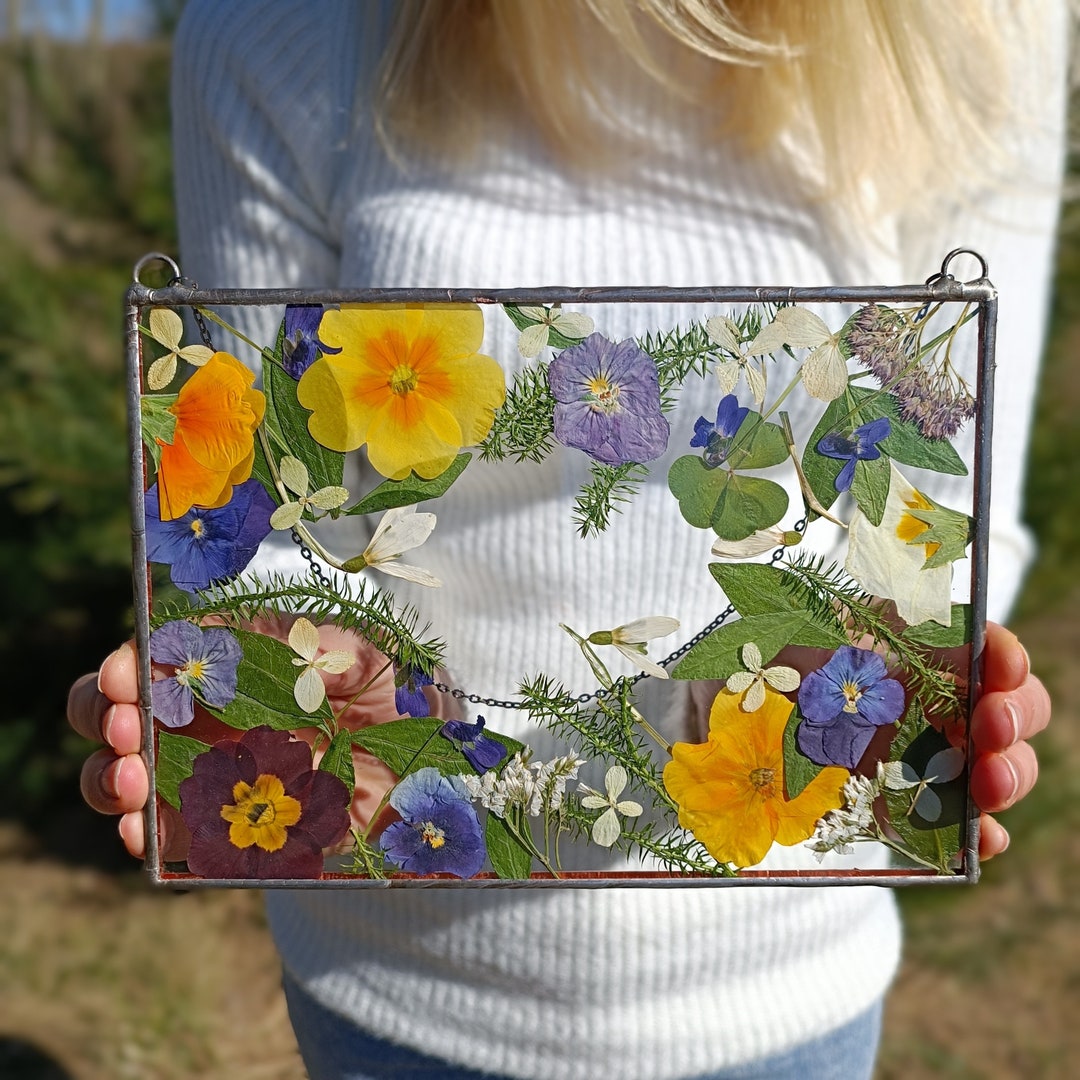 Stained Glass Frame Pressed Flower Frame Pressed Plant Etsy