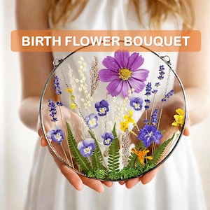 Custom Birth Flower Gift, Family Flower Frame, Personalized Bouquet for Mom 画像 1