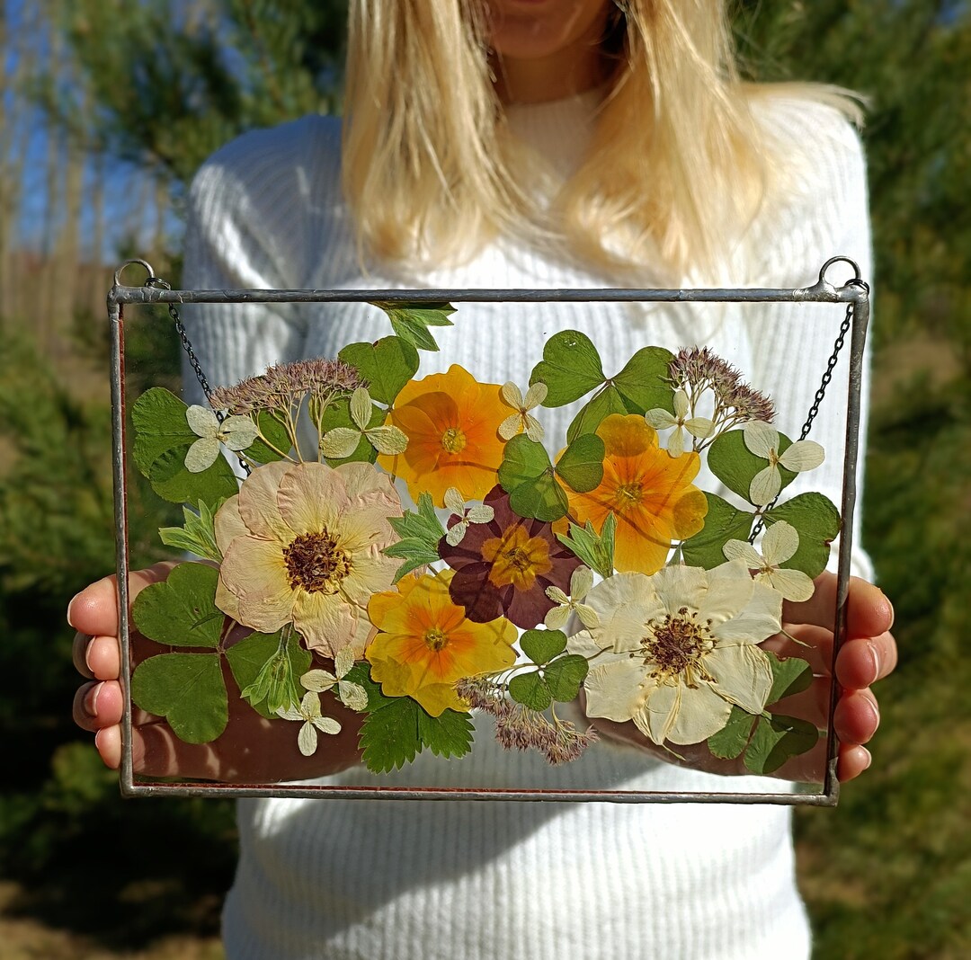 Stained Glass Frame, Pressed Flower Frame, Pressed Plant Frame, Flower
