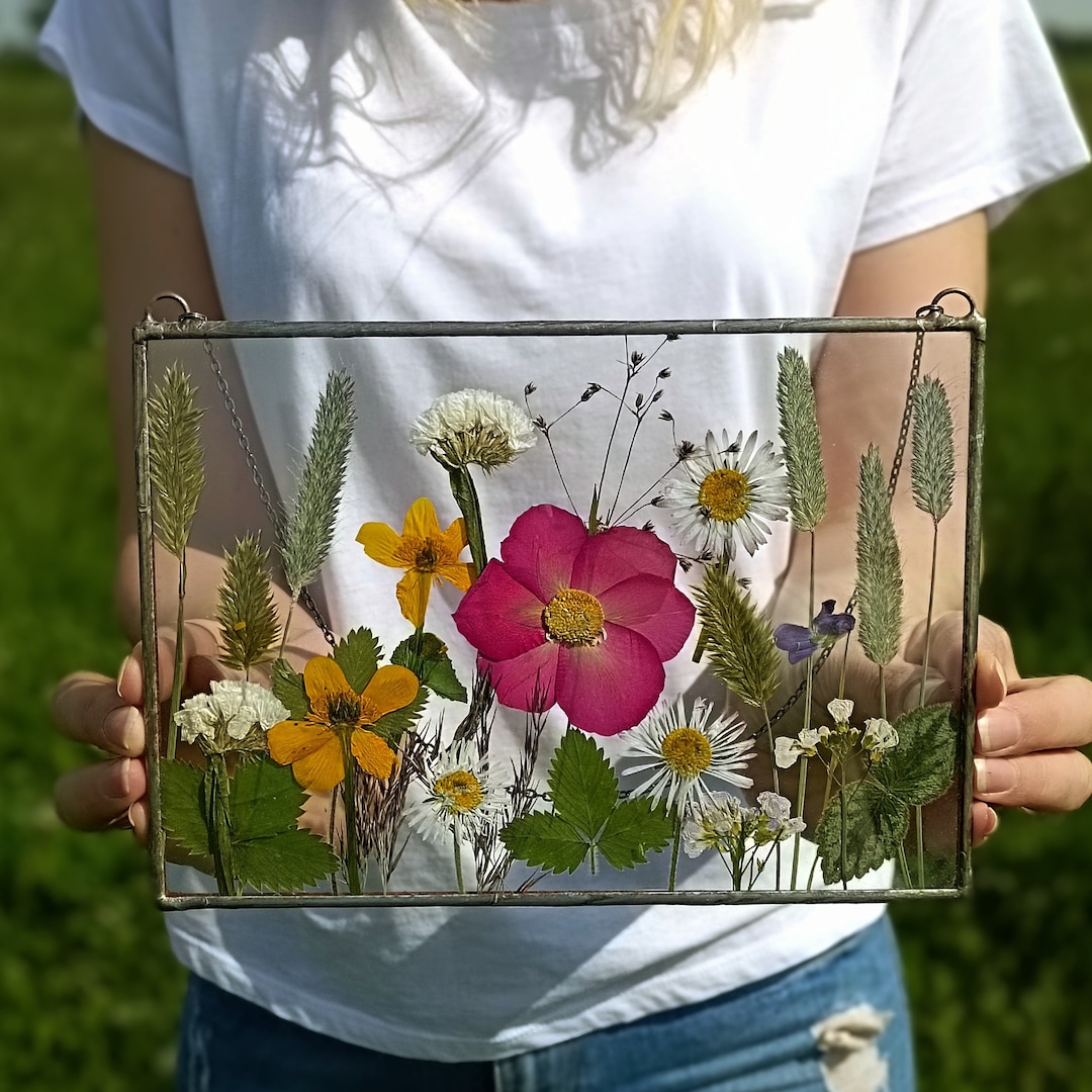Stained Glass Frame, Pressed Flower Frame, Pressed Plant Frame, Flower