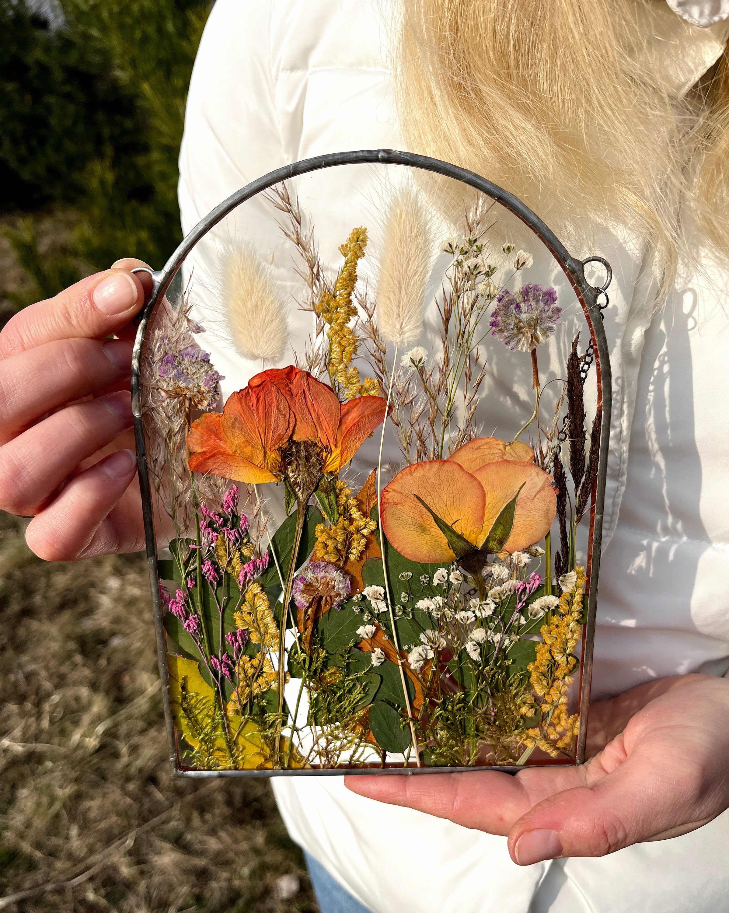 Art Glass  All frame sizes for maximum clarity – Pressed Floral