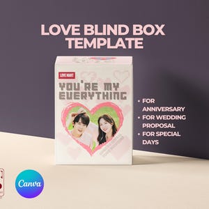 Custom Blind Box Template: DIY Personalized Proposal Gift for Her, Anniversary Surprise, Printable POPMART Style Gift Box, Custom Love Box