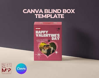 Valentine Blind Box Template, DIY Valentine&#39;s Day Gift, Personalized Gift Template, Printable, POP MART Style Box, Custom Love Gift for her