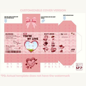 Custom Valentines Gift, Blind Box Template, Pink Printable Box ...