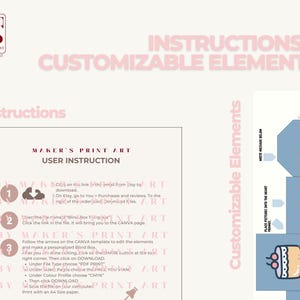 May include: Instructions for a printable birthday box template. The template features a blue box with a cake and the words "Happy Birthday" on the front. The instructions include steps for downloading and editing the template in Canva.