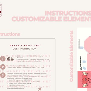 Pode incluir: Download digital com instru&ccedil;&otilde;es e elementos personaliz&aacute;veis para uma caixa cega do Dia dos Namorados. O design inclui um cora&ccedil;&atilde;o com asas, instru&ccedil;&otilde;es e o texto "Happy Valentine's Day".