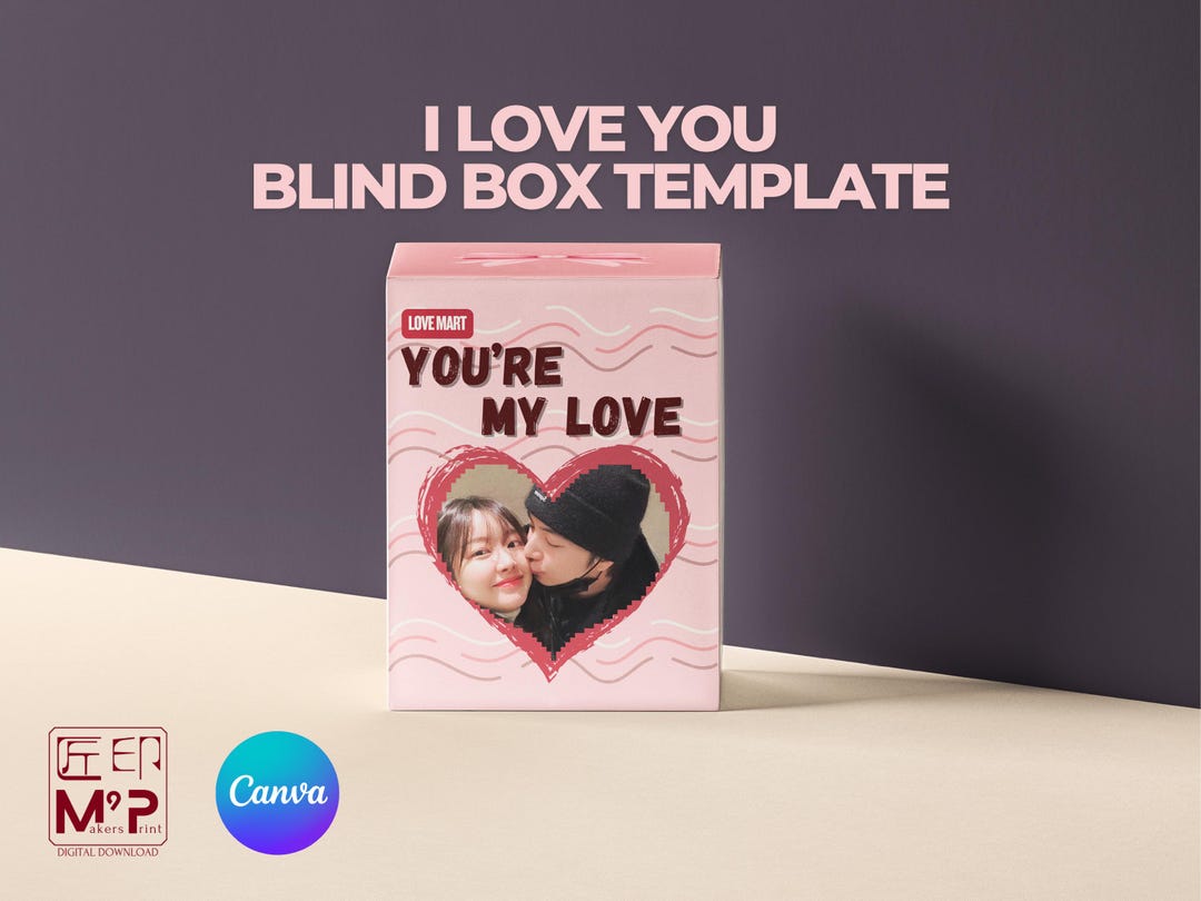 Custom Valentines Gift, Blind Box Template, Pink Printable Box ...