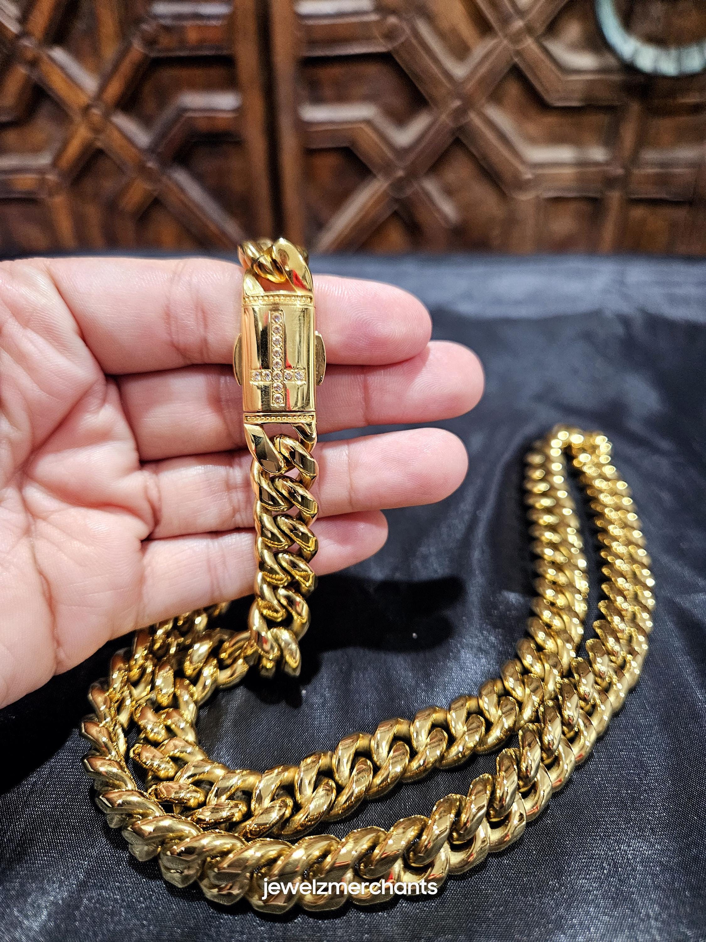 Master Of Bling Herren-Halskette Miami, Kubanische Halskette, 14 Karat
