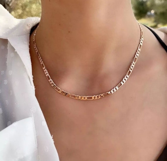 Rose gold figaro chain sale