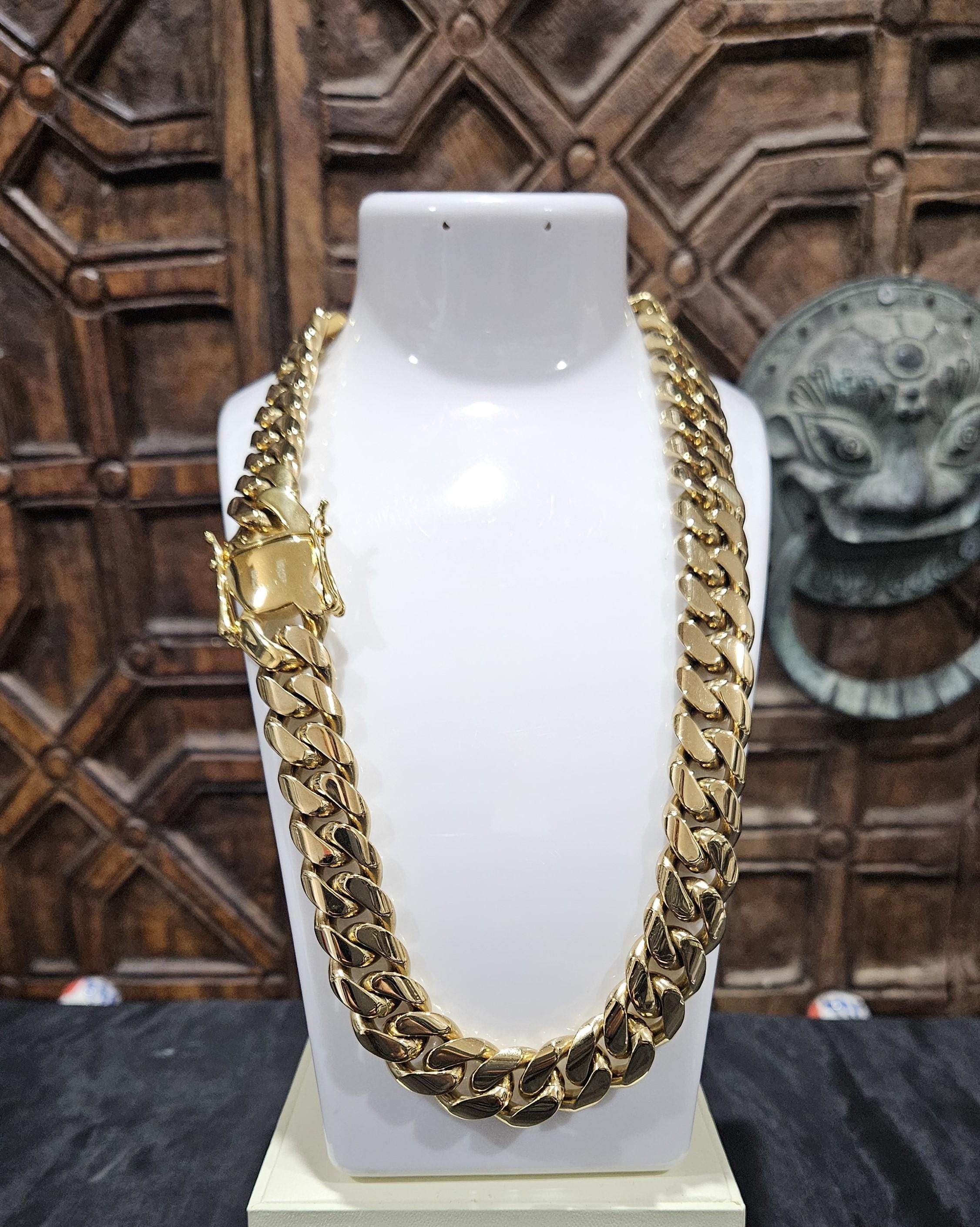 Chain 18KGP Yellow Gold Plated Cuban Chain & Bracelet - Etsy