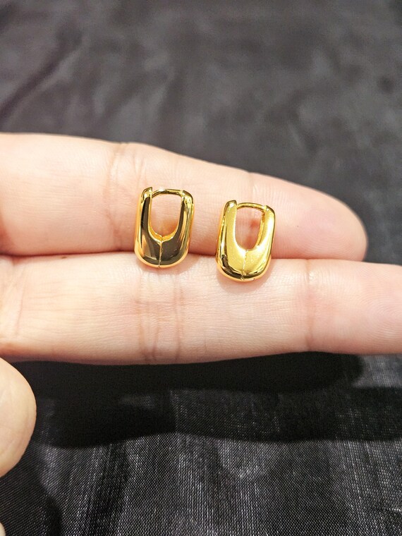 Silver Gold Filled Vermeil 18k Yellow Gold Vermeil Hoop Earring