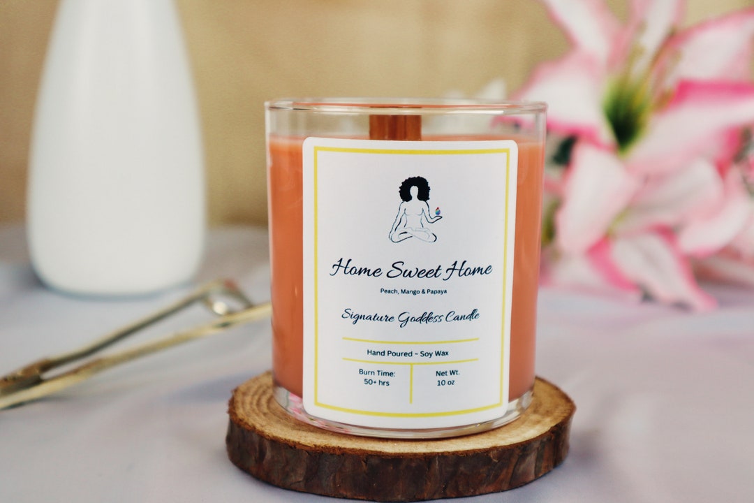 Home Sweet Home - All Natural Soy Wax Wooden Wick 10oz Candle W/ Papaya ...