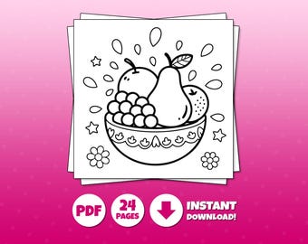 Cozy Spring Coloring Book, 24 Pages Kawaii Floral Designs (Digital Download)