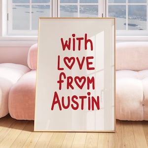 Austin Print Poster Wall Art Austin Texas Art Minimalist Austin Art Heart Art Texas Print Austin Texas Wall Art Print Digital
