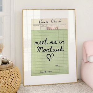 Montauk Guest Check Print Poster Wall Art Montauk New York Art Minimalist Art Heart Art Print New York Wall Art Print Digital