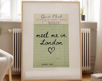 London Guest Check Print Poster Wall Art London England Art Minimalist London Art Heart Art England Print London Wall Art Print Digital