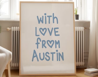 Austin Print Poster Wall Art Austin Texas Art Minimalist Austin Art Heart Art Texas Print Austin Texas Wall Art Print Digital