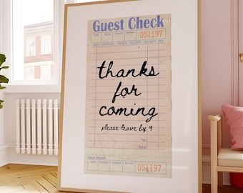 Gast Check Print Wand Kunst Dekor Danke für Dein Kommen Urlaub von 9 Cocktail Kunst Bar Warenkorb Wand Kunst Gast Check Poster Trendy Art Dinner Druck