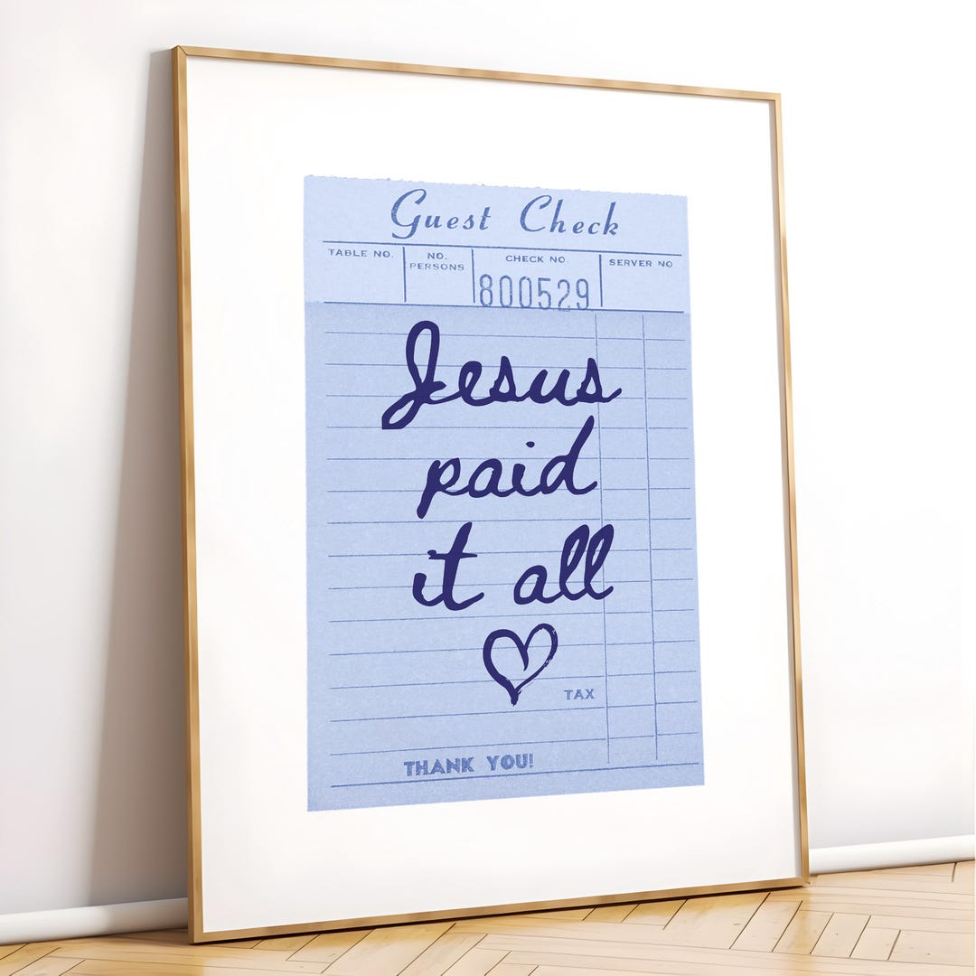 Jesus Christian Wall Art Print Poster Guest Check Print Blue Religious ...